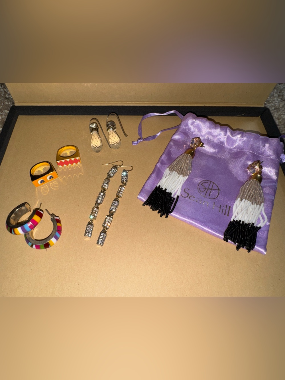Earring & Ring Jewelry Bundle Ft. Sean Hill & Sterling Silver Art Deco Drops